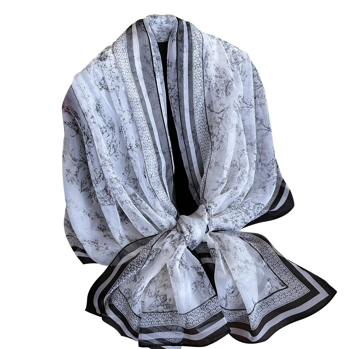 Elegant Chiffon Floral Scarf Shawl for Women