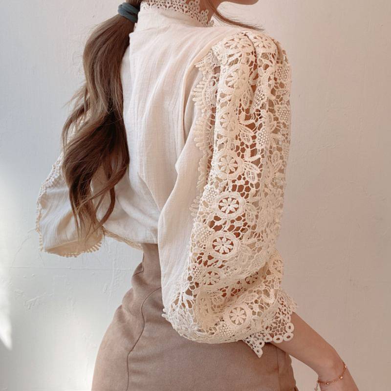 Elegant Sweet Vintage Lace Button Shirt