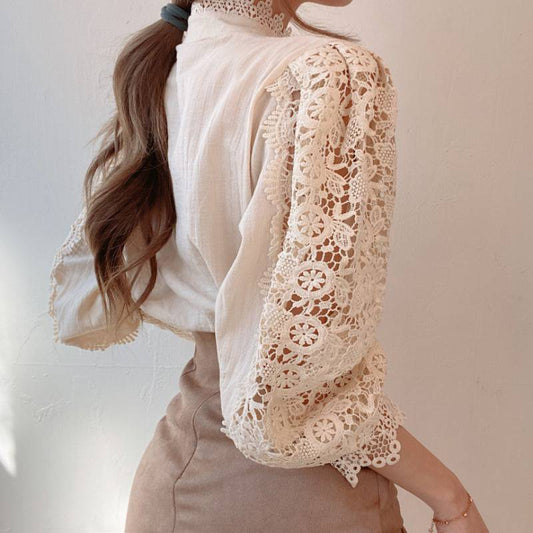 Elegant Sweet Vintage Lace Button Shirt