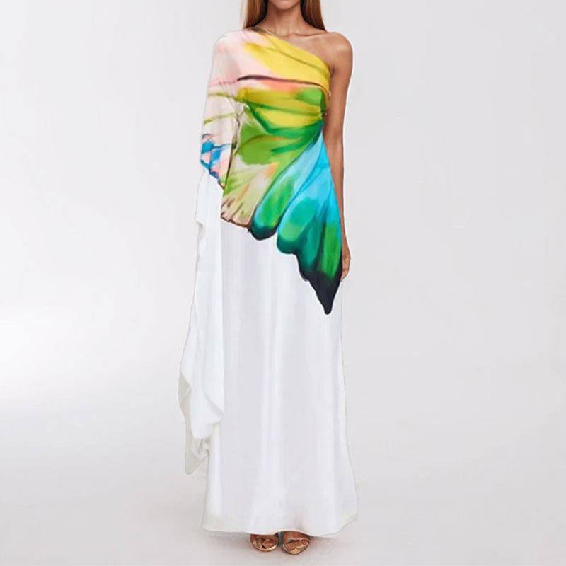 Women's Elegant One-Shoulder Satin Dress