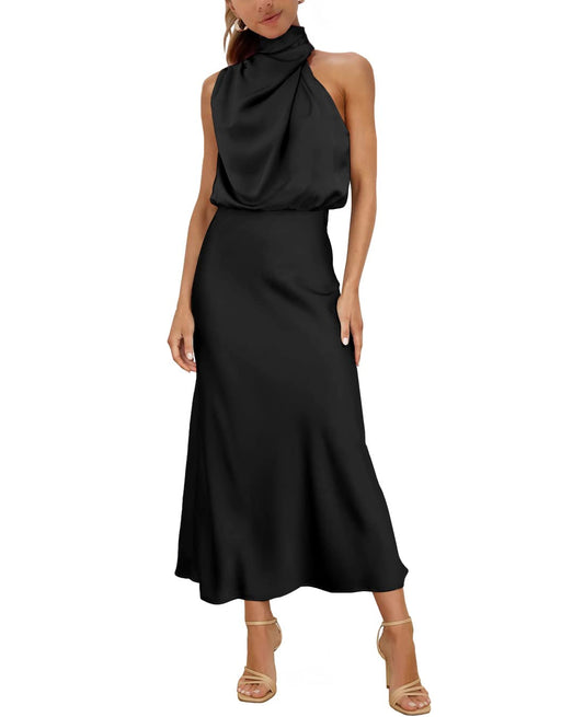 Elegant Black Satin Dress