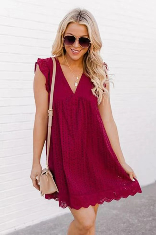 Pocketed Lace A-Line Dress