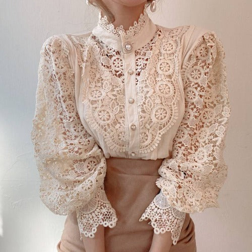 Elegant Sweet Vintage Lace Button Shirt