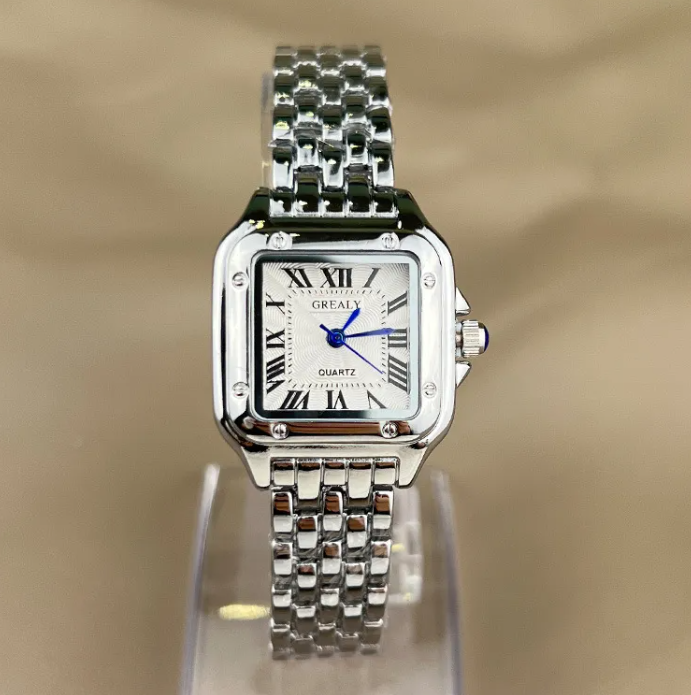 Elegant Steel Roman Scale Watch