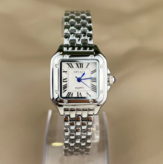 Elegant Steel Roman Scale Watch