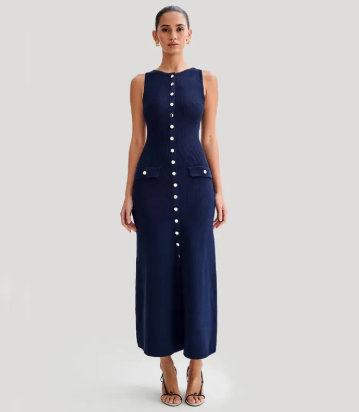 Elegant Knitted Sleeveless Long Dress