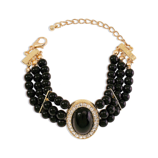 Classic Elegant Pearl Rhinestone Beaded Bracelet