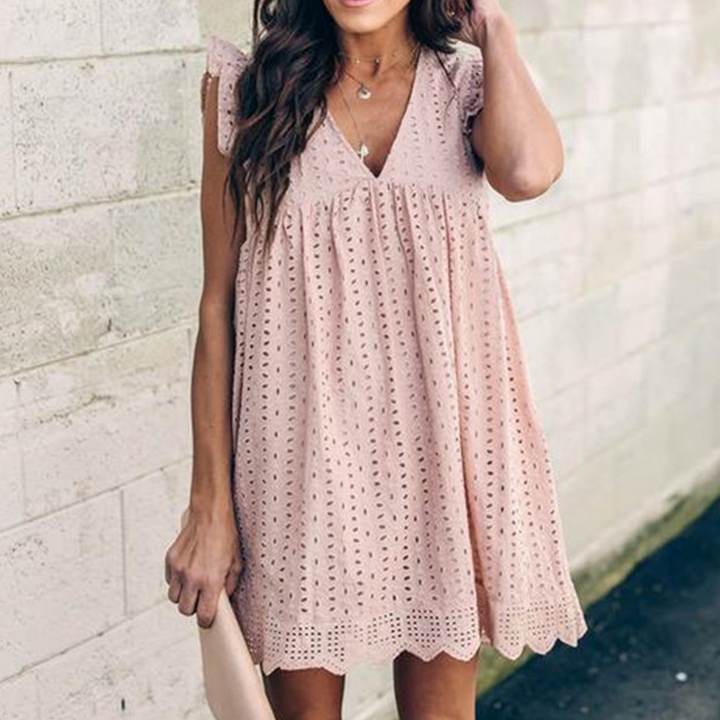 Pocketed Lace A-Line Dress