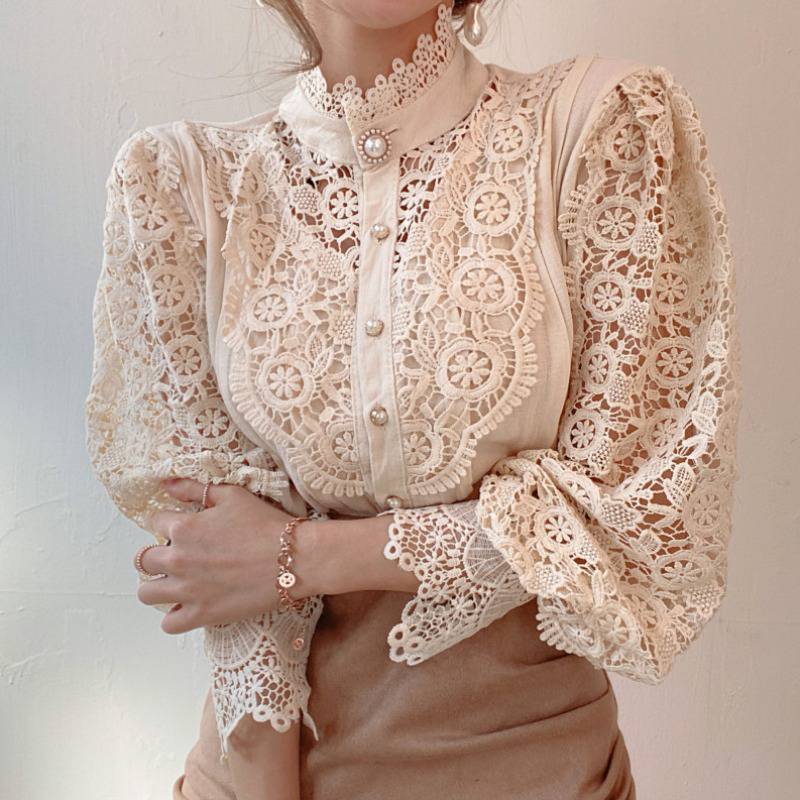 Elegant Sweet Vintage Lace Button Shirt