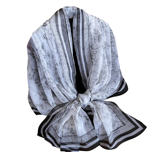 Elegant Chiffon Floral Scarf Shawl for Women