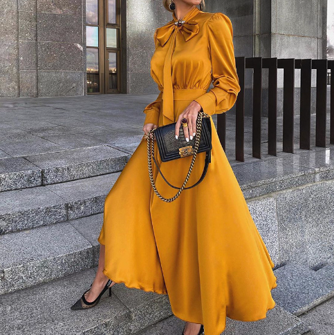 Elegant Women's Long-sleeved Dress